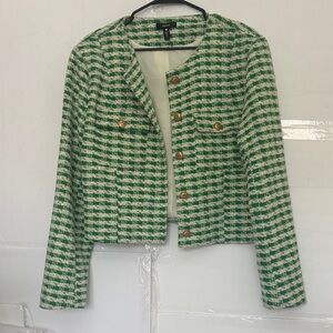 Green and White Tweed Jacket